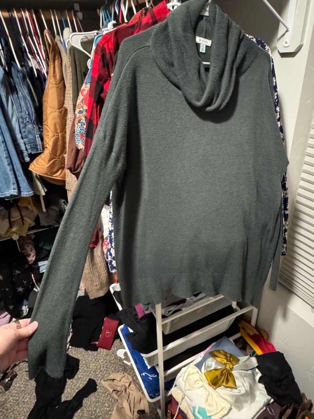 Susina Olive Green Cowl Neck Sweater